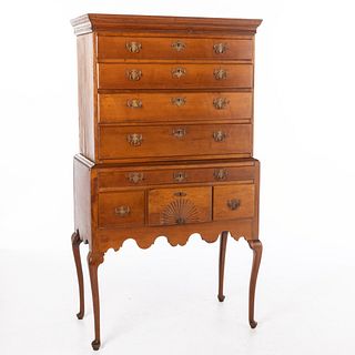 Chippendale Cherrywood Highboy, 18th Century