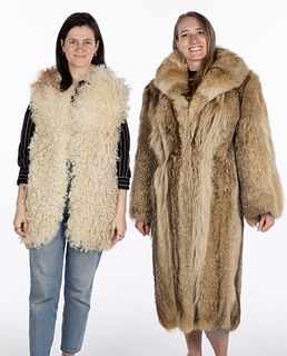 Fox Fur Three Quarter Length Coat and Shearling Vest