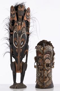 African Painted Wood Mask Figure and a Figure