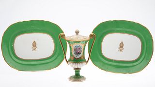 Pair of English  Platters and an Urn, 19th C
