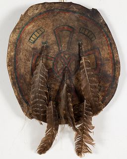 Native American Hide Shield with Feathers