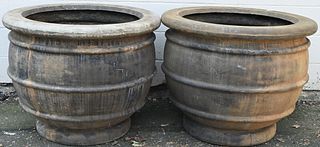 Pair of Monumental Composite Outdoor Planters