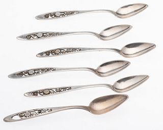 6 Silver Teaspoons, Probably Russian