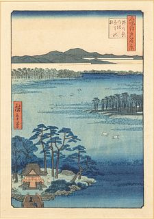 Hiroshige, Bentei Shrine, Inokashira Pond, Woodblock