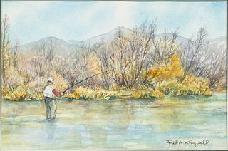 Fred Kingwill (b. 1943), Western Fishing Scene, W/C