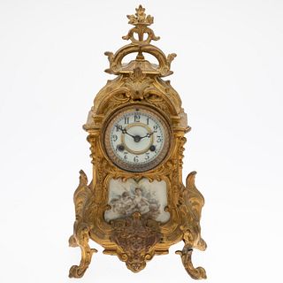Waterbury Louis XV Style Gilt Metal Mantle Clock