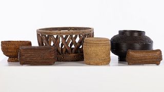 Group of 6 Woven Baskets and Boxes