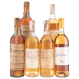 Vinos Blancos de Francia. a) Château de la Brede. b) Sauternes. c) Lion D' Or. Total de piezas: 6.