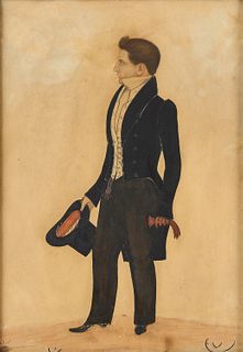 J. Evans - Portrait of a Man Holding a Top Hat