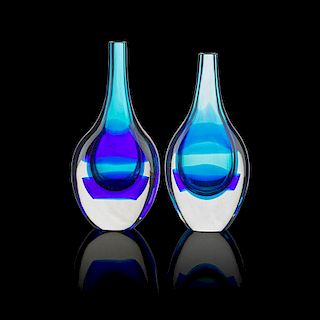 LUCIANO GASPARI; SALVIATI Two Sommerso glass vases