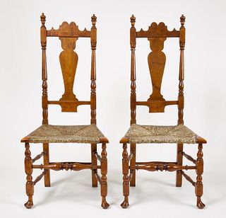 Pair of Transitional Queen Anne Chairs