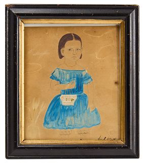 J. A. Davis - Portrait of a Girl in Blue