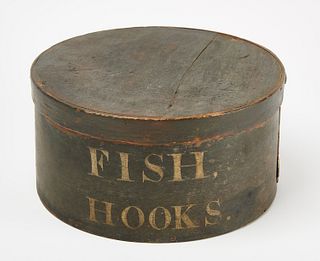 'Fish, Hooks' Pantry Box in Green Paint