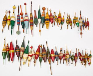 Fifty Vintage Painted Fishing Bobbers
