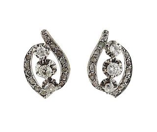 Antique 18k Gold Platinum Diamond Earrings