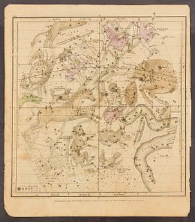 Six Hand Colored Celestial Maps, Hartford CT 1835