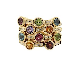Sonia B. 14k Gold Diamond Colored Stone Movable Ring