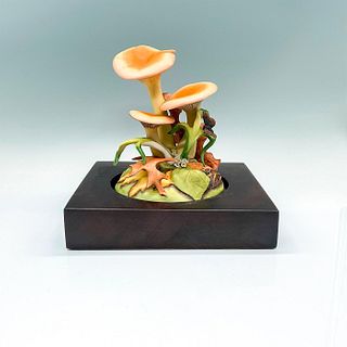 2pc Cybis Porcelain Sculpture, Mushroom Jack-O-Lantern