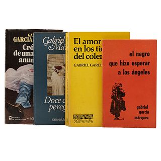 García Marquez, Gabriel. El Negro que Hizo Esperar a los Angeles / El Amor en los Tiempos del Cólera... Firmados. Piezas: 4.