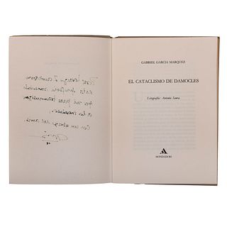 García Márquez, Gabriel / Saura, Antonio (Litografía). El Cataclismo de Damocles. España, 1987. 1 litografía. Firmado y dedicado.