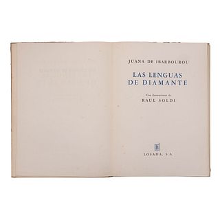 Ibarbourou, Juana de. Las Lenguas de Diamante. Argentina: Losada, S.A. 1969. 15 láminas.
