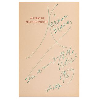 Neruda, Pablo. Alturas de Macchu Picchu. Santiago de Chile,1948. 1era edición. Firmado y dedicado por Pablo Neruda. Piezas. 2.