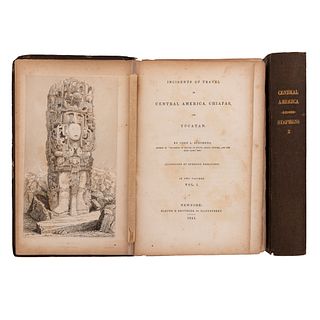Stephens, John L. Incidents of Travel in Central America, Chiapas and Yucatán. New. York, 1841. Tomos I- II. 46 láminas. Piezas: 2.