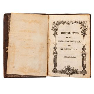 Casas, Bartolomé de las. Breve Relación de la Destrucción de las Indias Occidentales. Méx,1822. Portada grabada por Luis Montes de Oca.