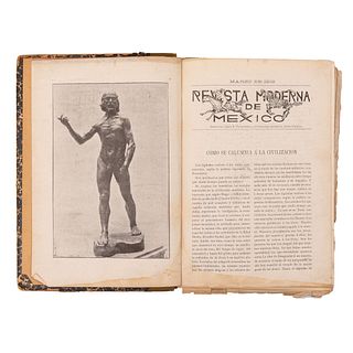 Valenzuela, Jesús E. (Director). Revista Moderna de Mexico. Marzo - Agosto de 1909. Ilustracioens de Julio Ruelas y Roberto Montenegro.
