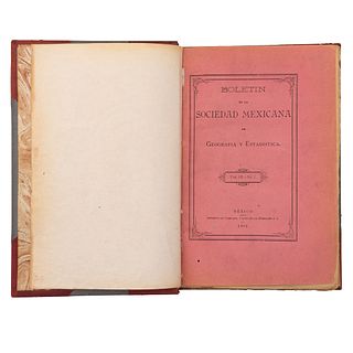 Boletín de la Sociedad Mexicana de Geografía y Estadística. México: Imprenta de Cumplido, 1852. 2 láminas y 6 planos.