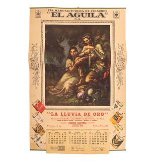 Helguera, Jesús. La Noche Triste. México: Cía. Manufacturera de Cigarros "El Águila" S. A., 1954.  Impresión a color, 89.5 x 60 cm.