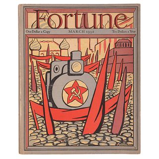 Rivera, Diego (Ilustrador) - Luce, Henry R. (Editor). Fortune. Chicago: Time Inc., 1932.  Pasta ilustrada por Diego Rivera.