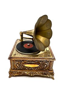 Small musical record player Gramophone