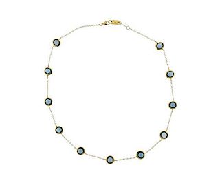 Ippolita 18K Gold Blue Topaz Station Necklace