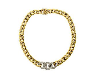 Italian 18k Gold Diamond Chain Necklace