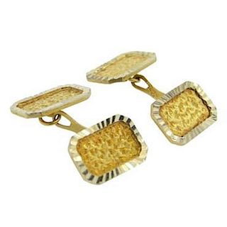 Mid Century 18k Two Color Gold Cufflinks
