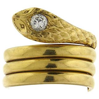18k Gold Diamond Snake Wrap Ring