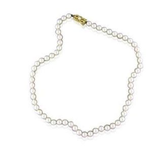 Estate Mikimoto 18K Gold 6.5mm 6.9mm Pearl Necklace