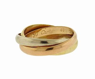 Cartier 18K Gold Tri Color Rolling Band Ring 49