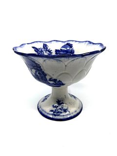 Blue and white stone ware pedestal dish
