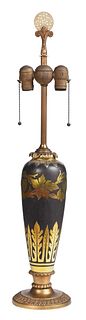 Steuben Gold Aurene Cut to Black Vase Mounted as Lamp