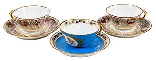 Six French Porcelain Teacups and Saucers