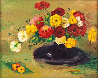 Francis Rivieccio 'Poppies' O/C Painting