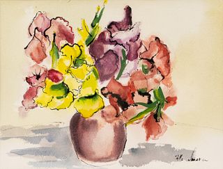 Zilla Sussman Still Life Floral WC Painting