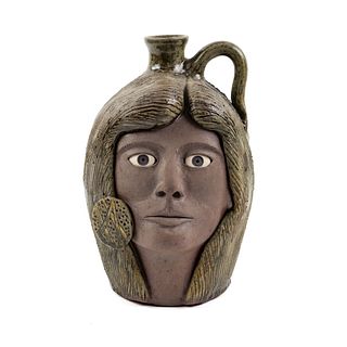 Michael & Melvin Crocker Woman Face Ceramic Jar
