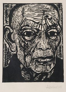 Erich HECKEL Woodcut Portrait