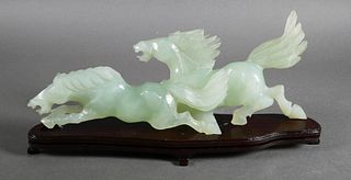 Vintage Jade Figure Horses Galloping