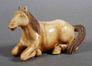 19th C. Carved Ivory Horse