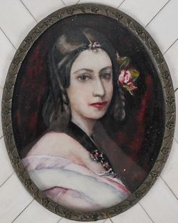 Antique Painted Miniature Portrait