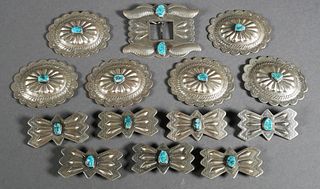 Native American Silver Turquoise Concho Belt